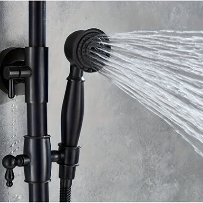 Regendouche – Doucheset – Douchearmatuur – Douchescherm – Douchekop – Zwart – Retro Antiek Design – Inclusief Regendouche en Handdouche