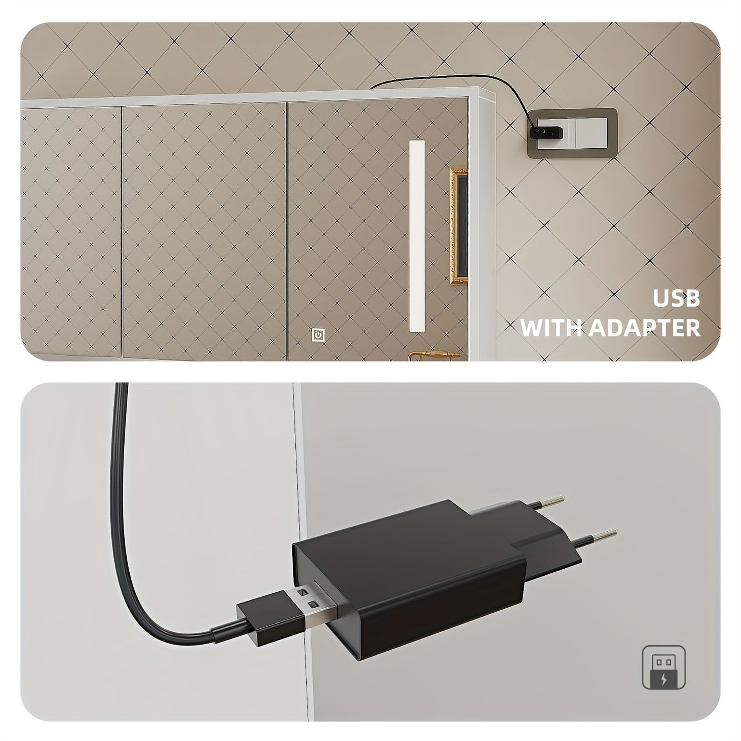 Apotheekkastje – Medicijnkastje – Badkamerkast – Wandkast – Toiletkast – Houten 3-Deurs – LED-Touchsensor – USB Aangedreven 36V