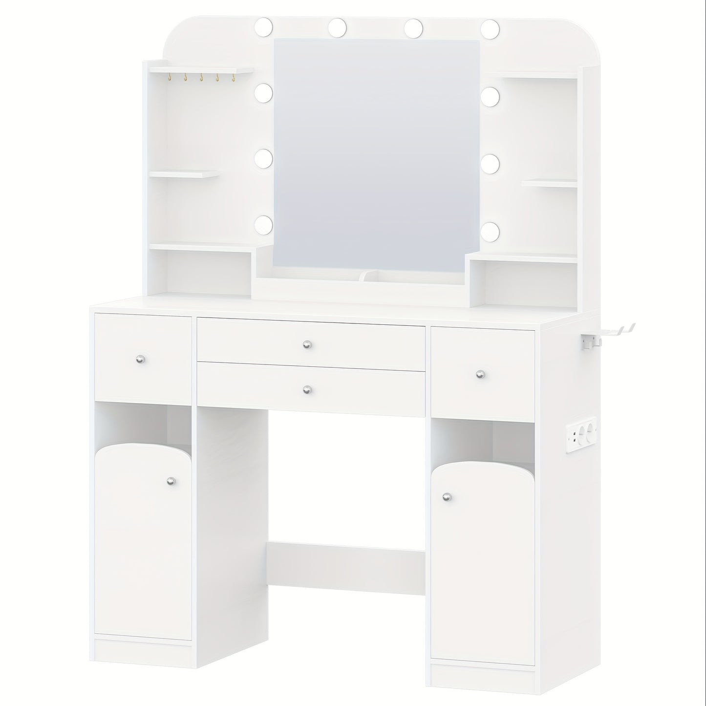 Make-uptafel – Kaptafel – Make-up Meubel – Sieradentafel – Beautytafel – LED-Verlichting – Föhnhouder Met Stopcontact