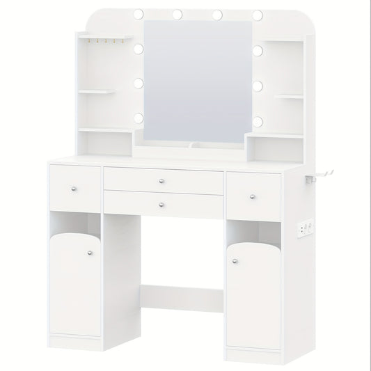 Make-uptafel – Kaptafel – Make-up Meubel – Sieradentafel – Beautytafel – LED-Verlichting – Föhnhouder Met Stopcontact