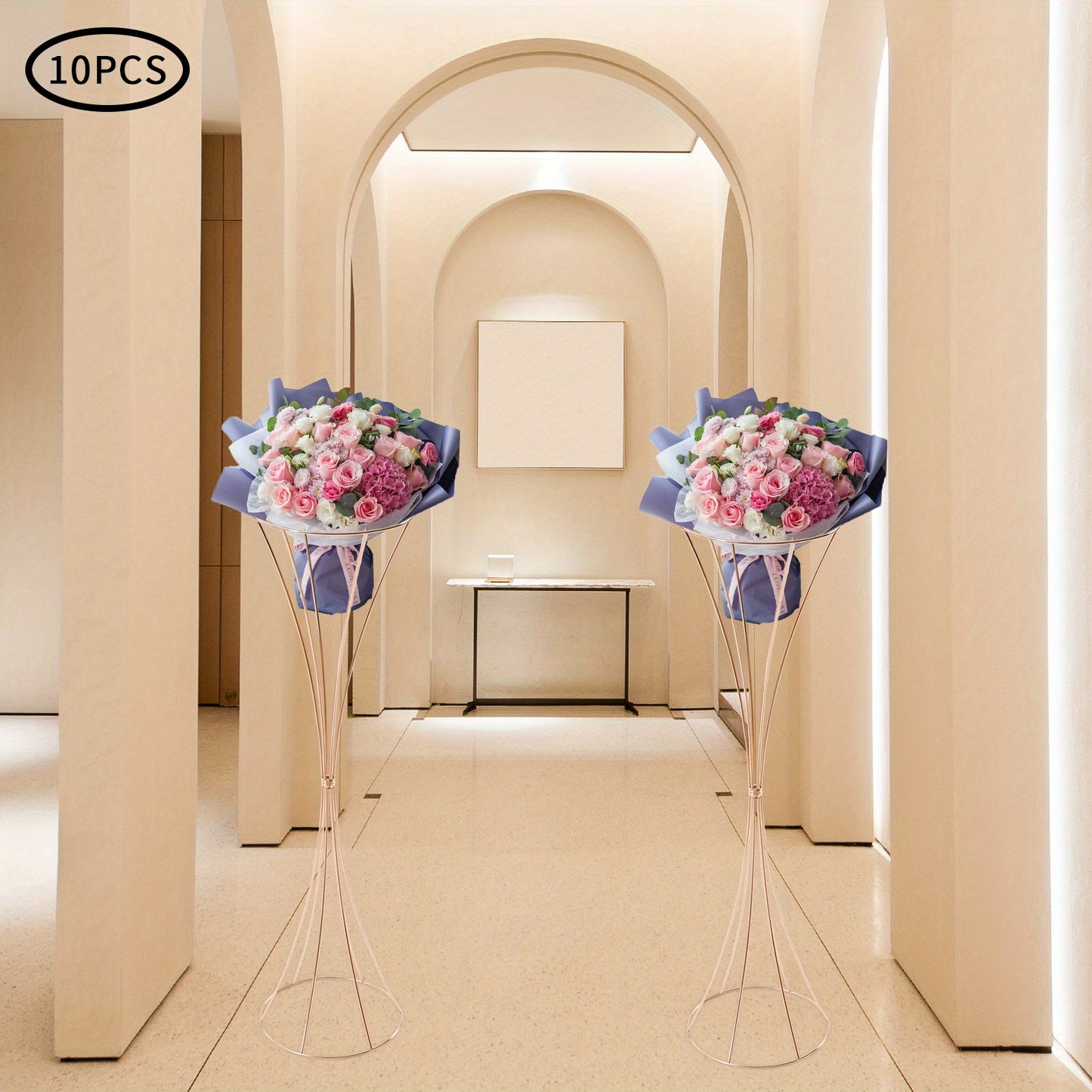 Gouden Trompet Vazen – Gouden Vaas Set – Bloemenvazen – Decoratie Vazen – Moderne Vazen – Set van 10 – 80 cm Hoog – Duurzaam Metaal