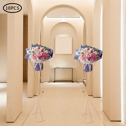 Gouden Trompet Vazen – Gouden Vaas Set – Bloemenvazen – Decoratie Vazen – Moderne Vazen – Set van 10 – 80 cm Hoog – Duurzaam Metaal