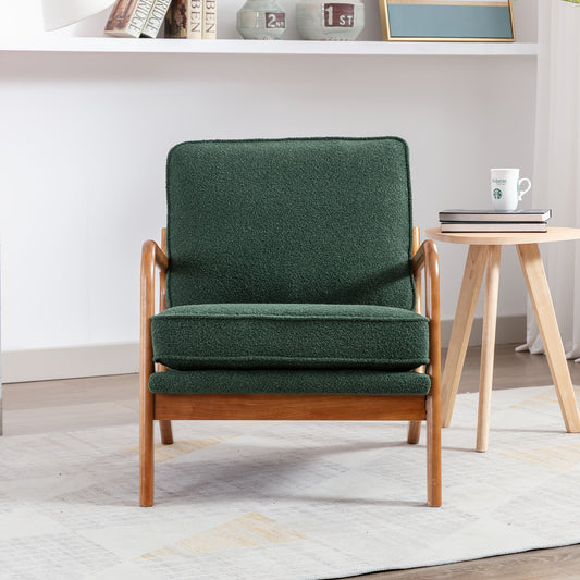 Loungefauteuil – Armstoel – Loungestoel – Fauteuil – Accentstoel – Groen – Houten Frame – Comfortabel Zitkussen