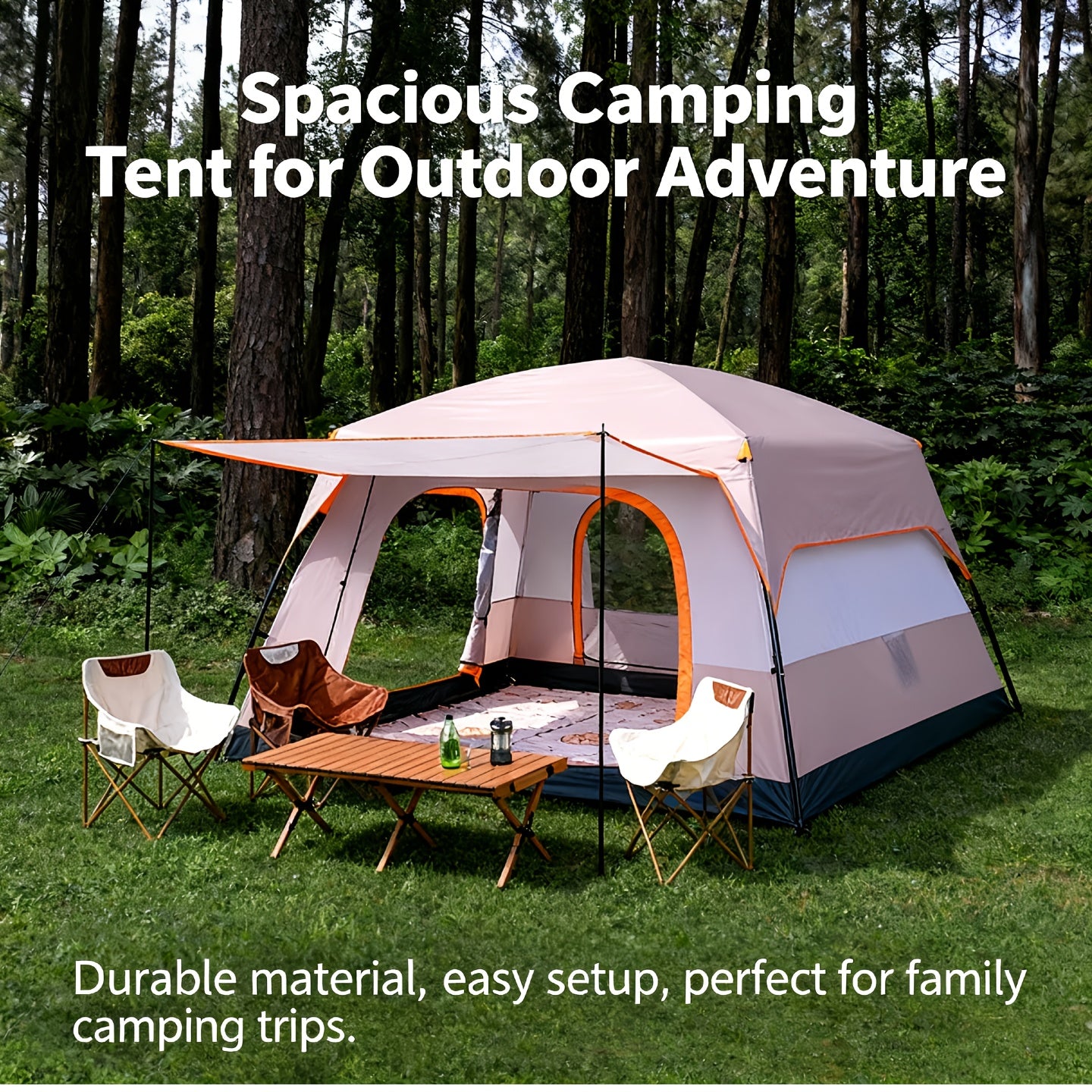 4-12 Person Large Family Luxury Camping Tent with Spacious Oval Plan, All-Season Heavy-Duty Outdoor Tent Suitable for Camping,, Glamping - Easy Setup & Durable Frame
