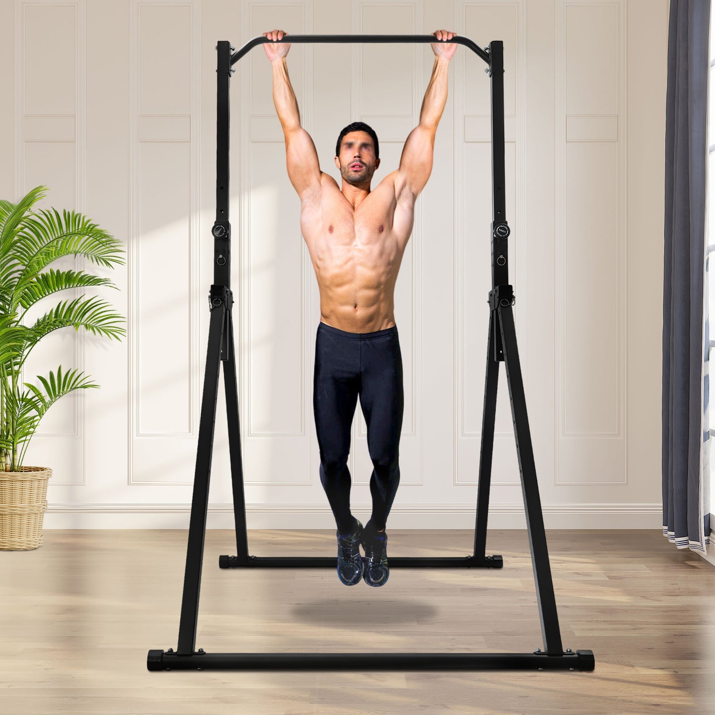 Pull-up Bar – Optrekstang – Krachtstation – Fitnessrek – Inklapbaar – Verstelbare Hoogte 1,75-2,3 m – Carbon Staal Draagkracht 200 kg