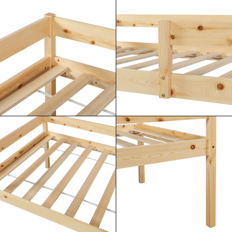 Dubbel Kinderbed – Stapelbed – Uitschuifbaar Bed – Kinderbed Met Laden – Bed Met Opbergruimte – 90x200 cm – Massief Dennenhout Natuurlijk