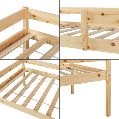 Dubbel Kinderbed – Stapelbed – Uitschuifbaar Bed – Kinderbed Met Laden – Bed Met Opbergruimte – 90x200 cm – Massief Dennenhout Natuurlijk