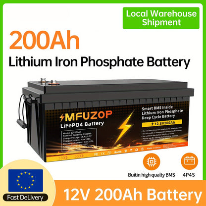 Lithium Accu – LiFePO4 Accu – Bootaccu – Camperaccu – Zonne-energie Accu – 12V 200Ah – 200A BMS Bescherming – 8000+ Cyclus Levensduur