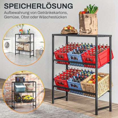 Flessenrek – Drankenkast – Krattenrek – Opbergrek – Flessenhouder – Vrijstaand Metalen Rek – Verstelbare Hoogte – Antislip Leggers – 103 x 33 x 113,5 cm – Stevig Staal