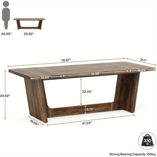 Eettafel – Tafel – Eetkamertafel – Keukentafel – Dinertafel – Industrieel Design – 180 cm Massief Hout – Robuuste Pedalen