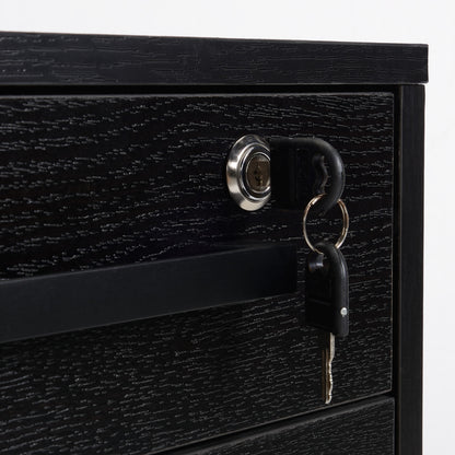 bureaukastje – ladekastje – opbergkast – rolcontainer – bureau-organizer – 3 lades met slot – verrijdbaar met wieltjes – MDF zwart – compact design 39x40x65 cm