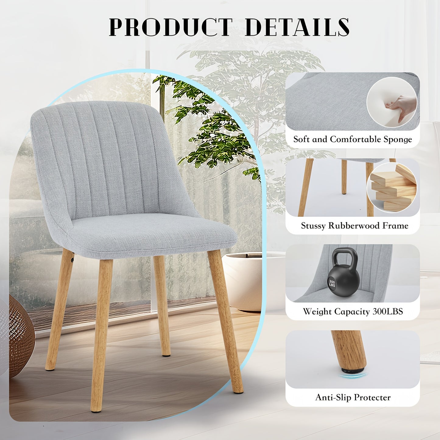 Scandinavische Eetkamerstoelen – Stoelen – Eetkamerstoelen – Design Stoelen – Tafelhoezen – Grijs – Massief Eiken Frame – Ergonomisch Zithouding
