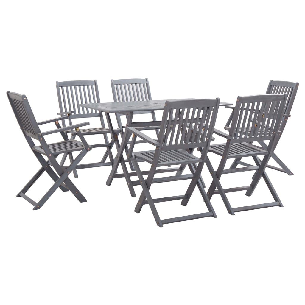 Vidaxl 5/7X Solid Acacia Wooden Garden Set Grey Terrace Set With/Without Armrest