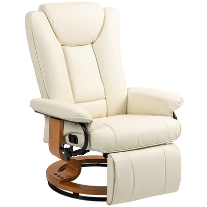 Relaxfauteuil – Relaxstoel – Leunstoel – Loungefauteuil – Draaifauteuil – Verstelbare Rugleuning – Kunstleren Bekleding – Stevig Stalen Frame – Creamwit