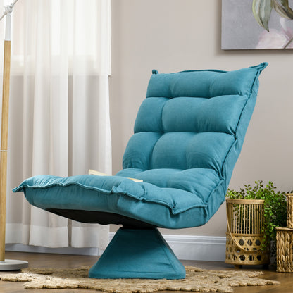 Relaxfauteuil – Relaxstoel – Leesstoel – Draaifauteuil – Fauteuil – Fluwelen Bekleding – 360 Graden Draaibaar – Compact Formaat – Blauw