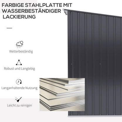 Metalen Opbergschuur – Tuinopslag – Gereedschapsschuur – Opbergkast – Buitenschuur – Grote Capaciteit – Steviele Stalen Constructie – 100x103x160 cm – Donkergrijs – Dubbele Deuren – Grondankers – Eenvoudige Montage – Verplaatsbaar