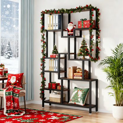 7-Laagse Boekenkast – Boekplank – Opbergkast – Vitrine – Rek – Industrieel Design – Stevig Metalen Frame – 180 cm Hoog