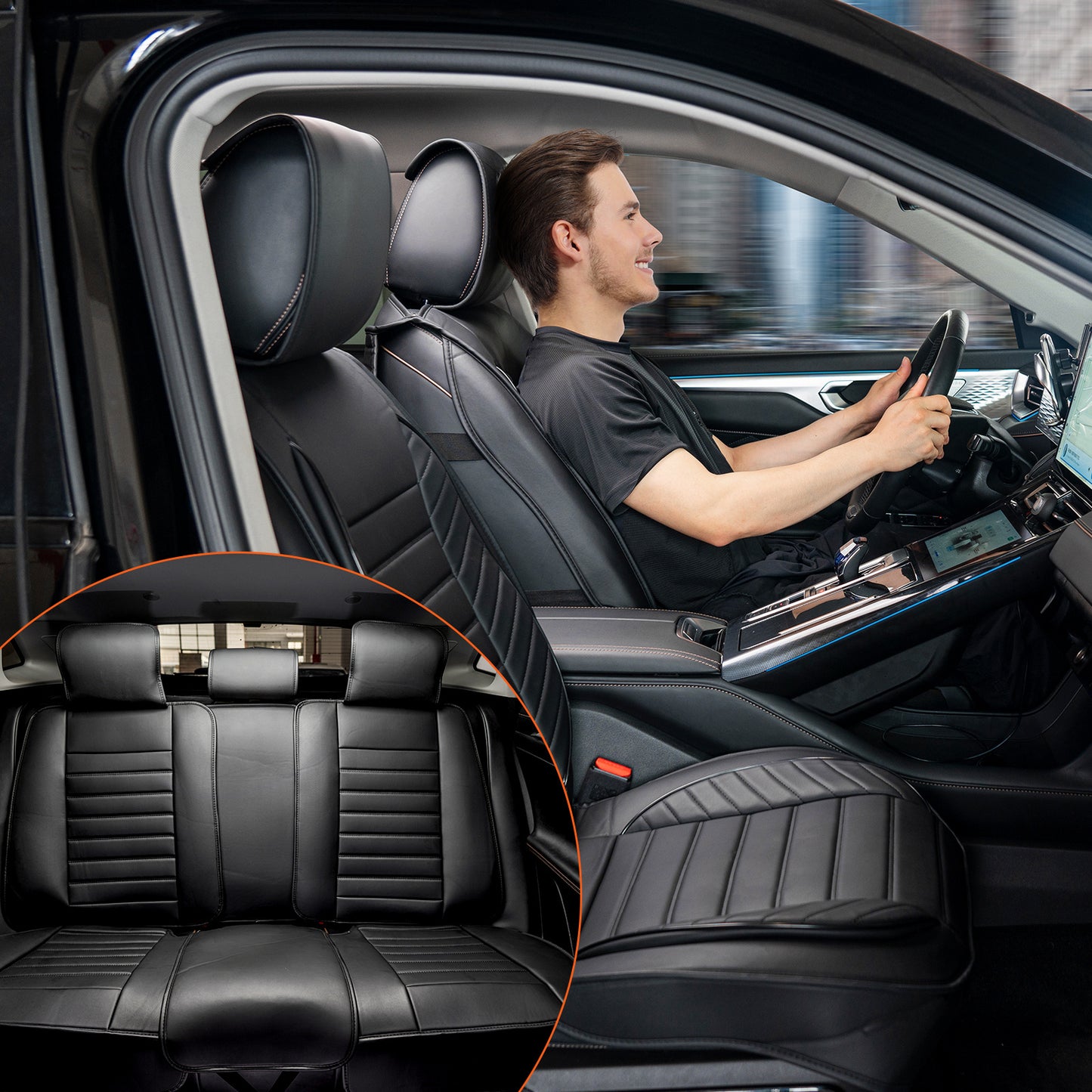 Autostoelhoes – Stoelhoes – Autostoelhoezens – Stoelhoezens – Autostoelbeveiliging – Universele Pasvorm – Kunstleer 9-delig – Airbag Compatibel