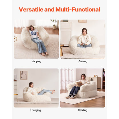 Zitzak – Poef – Fauteuil – Stoel – Zitzak Met Armleuningen – Memory Foam Vulling – Ergonomisch Ontwerp – Beige Polyester