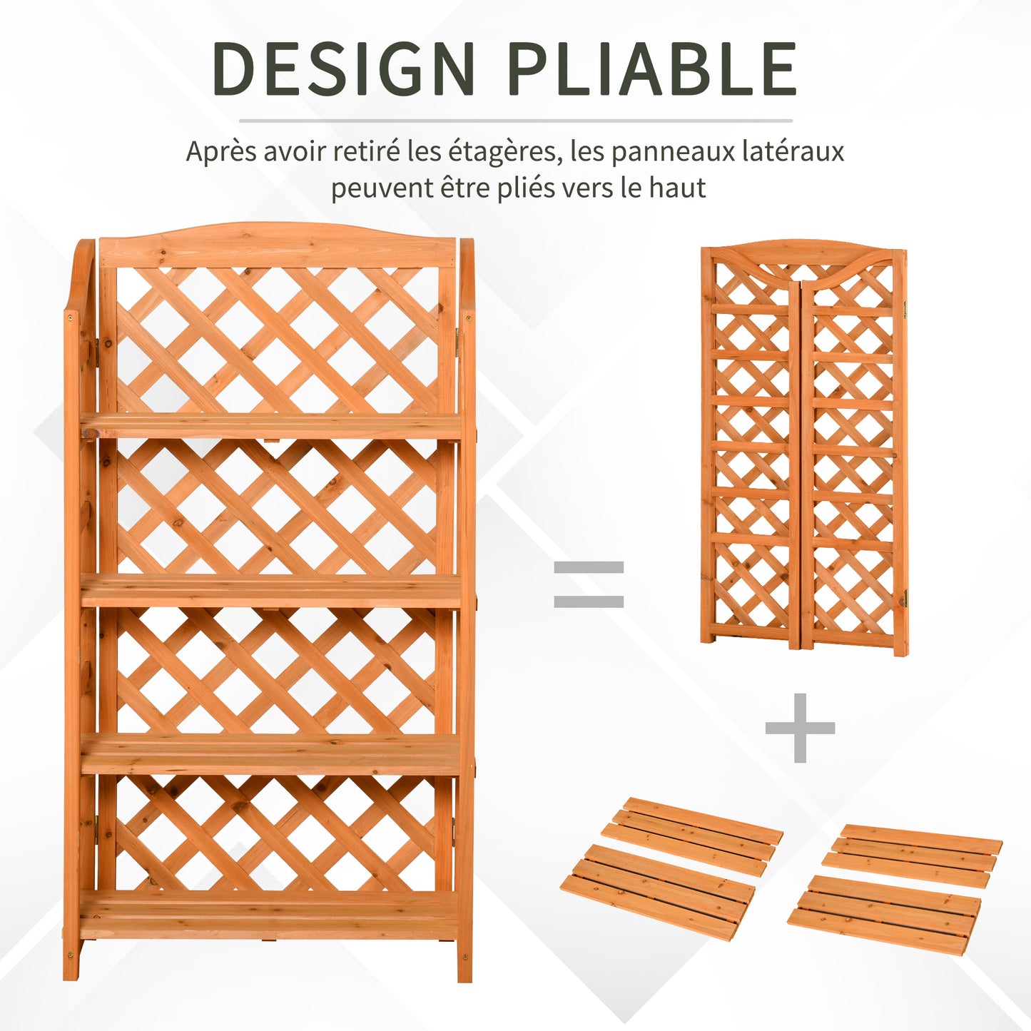 Plantenrek – Bloemenrek – Plantenstandaard – Plankrek – Plantenhouder – Verstelbare Planken – Inklapbaar Design – Voorgestreken Natuurlijk Dennenhout – Max. Draagkracht 15 kg