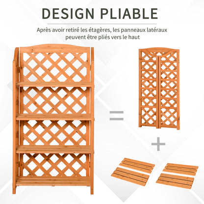 Plantenrek – Bloemenrek – Plantenstandaard – Plankrek – Plantenhouder – Verstelbare Planken – Inklapbaar Design – Voorgestreken Natuurlijk Dennenhout – Max. Draagkracht 15 kg