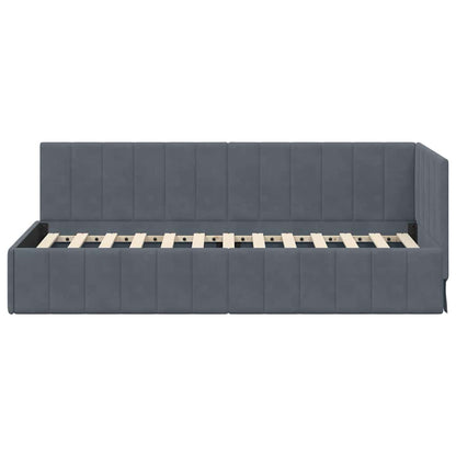 Bedframe – Bed – Eenpersoonsbed – Slaapbank – Kinderbed – Blauw Velvet Hoofdbord – Stevig Plaatmateriaal – Lattenbodem 80x200 cm