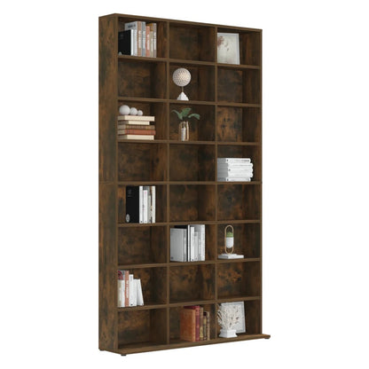 CD Cabinet Smoked Oak 102x23x177.5cm Engineered Wood CD Tower CD Storage Cabinet Shelf for Living Room Bedroom and Office, Utility Racks