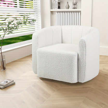 Draaifauteuil – Fauteuil – Loungestoel – Relaxstoel – Zithoekstoel – Ergonomisch Design – 360° Draaibaar – Sherpa Bekleding – Robuust Houten Frame