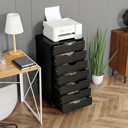 Mobiele Ladekast – Opbergkast – Bureaukast – Archiefkast – Ladenkast – 7 Laden – Stevig Houten Materiaal – Voorzien Van Wieltjes Met Remmen