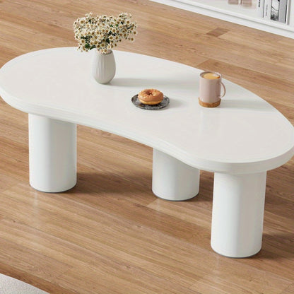 Salontafel – Koffietafel – Bijzettafel – Livingtafel – Woonkamertafel – Halve Maan Vorm – PVC Voet Met Vilten Onderlaag – 107x57x40,5 cm