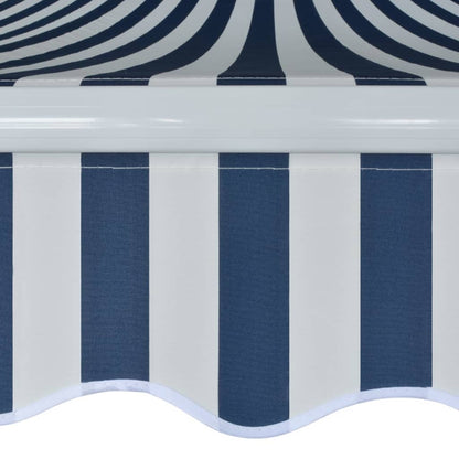 Uitschuifbare Zonwering – Knikarmscherm – Terraszonwering – Balkonzonwering – Schaduwdoek – 400 cm Breed – Waterafstotend Polyester – Stevig Aluminium Frame - Blauw en Wit