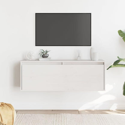 Modern European Style Solid Pine Wood Wall Shelf & Storage Cabinet - White 100x30x35cm, Wall-Mounted Space-Saving Organizer for Living Room, Bedroom, Home Office (Free Shipping), Storage Furniture, Sleek European Design, Smoo