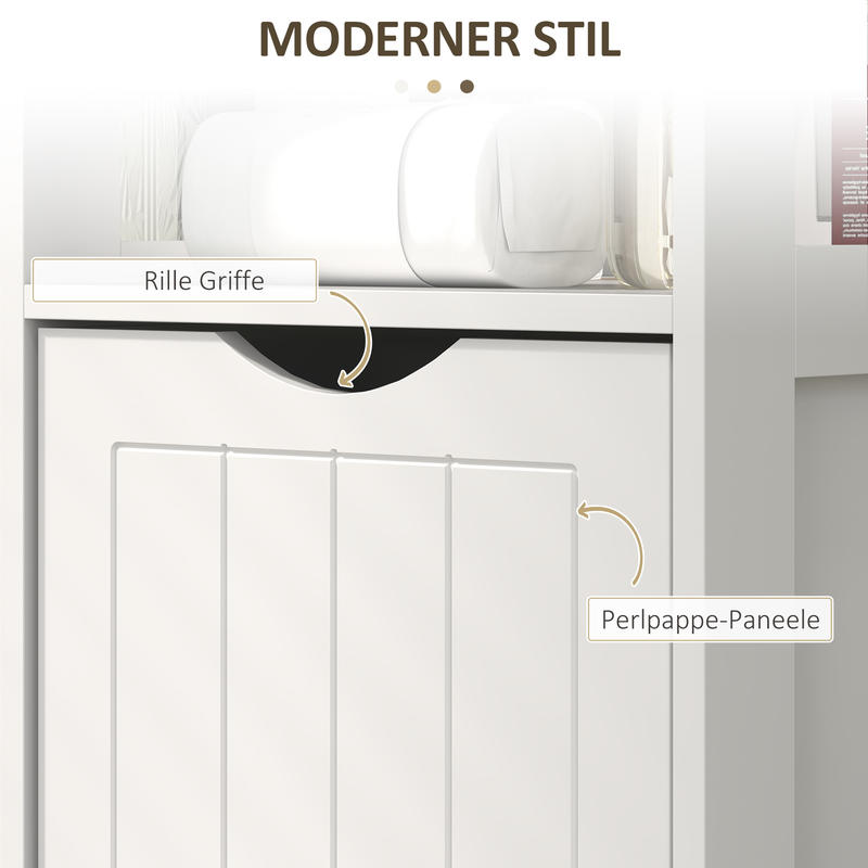 Compact MDF Freestanding Bathroom Shelf with 2 Drawers & 3 Open Shelves - Space-Saving Modern Bathroom Cabinet with Black Knobs, Moisture-Resistant Storage Organizer for Small Bathrooms, No Installation Required, Sturdy MDF C