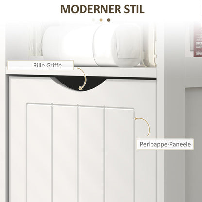 Compact MDF Freestanding Bathroom Shelf with 2 Drawers & 3 Open Shelves - Space-Saving Modern Bathroom Cabinet with Black Knobs, Moisture-Resistant Storage Organizer for Small Bathrooms, No Installation Required, Sturdy MDF C