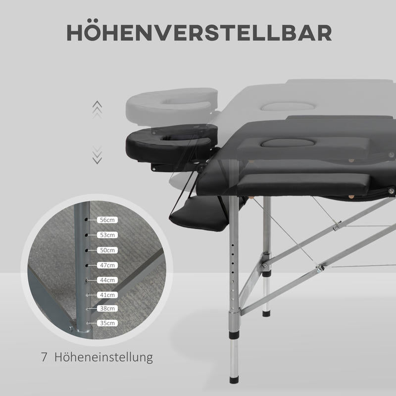 Portable Massage Table Featuring a Face Hole, Arm Supports, Hand Rests, And Dimensions of 186 Cm X 71 Cm X 83 Cm.