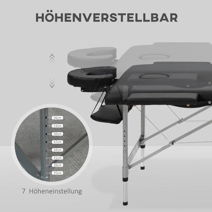 Portable Massage Table Featuring a Face Hole, Arm Supports, Hand Rests, And Dimensions of 186 Cm X 71 Cm X 83 Cm.