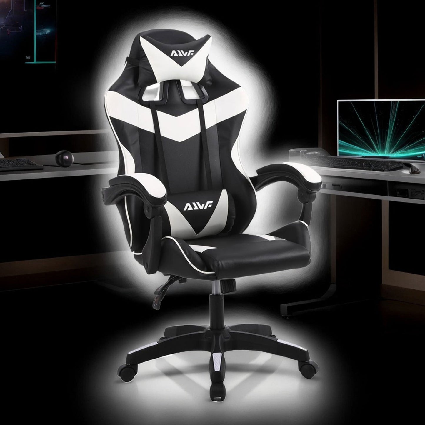 High-Back Gaming Chair PC Office Chair Computer Racing Chair PU Desk Task Chair Ergonomic Executive Swivel Rolling Chair with Lumbar Support for Back Pain Women, Men