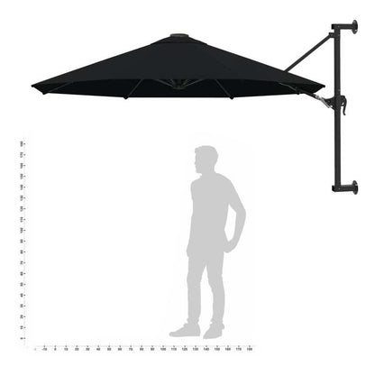 Solid Wall mounting parasol with metal mast 300cm black, Patio Cover, Outdoor Sun Protection, Rectangular Parasol, Classic Design, Durable Fabric, Steel Frame, Wallmounted Umbrella, Outdoor Umbrella, Commercial Outdoor