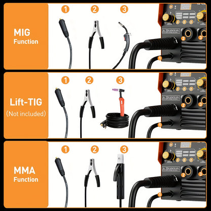 3-in-1 Lasapparaat – MIG Lasmachine – TIG Welder – MMA Lasmachine – Industrie Lasapparaat – 200A Krachtige Lasstroom – Complete Set Met Accessoires