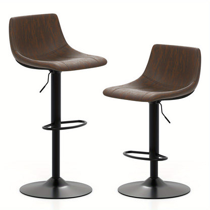 Barstoel – Barkruk – Barstoel Kruk – Barkrukken – Keukenstoel – Set van 2 – In hoogte verstelbaar – 360° draaibaar – Ergonomische rugleuning – Robuust metalen frame – Fluwelen bekleding – Voetsteun verstelbaar