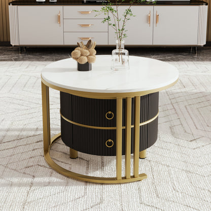 Uitschuifbare Tafel – Bar Tafel – Keukentafel – Koffietafel – Eettafel – 360° Draaibaar – Mat Zwart Metalen Frame
