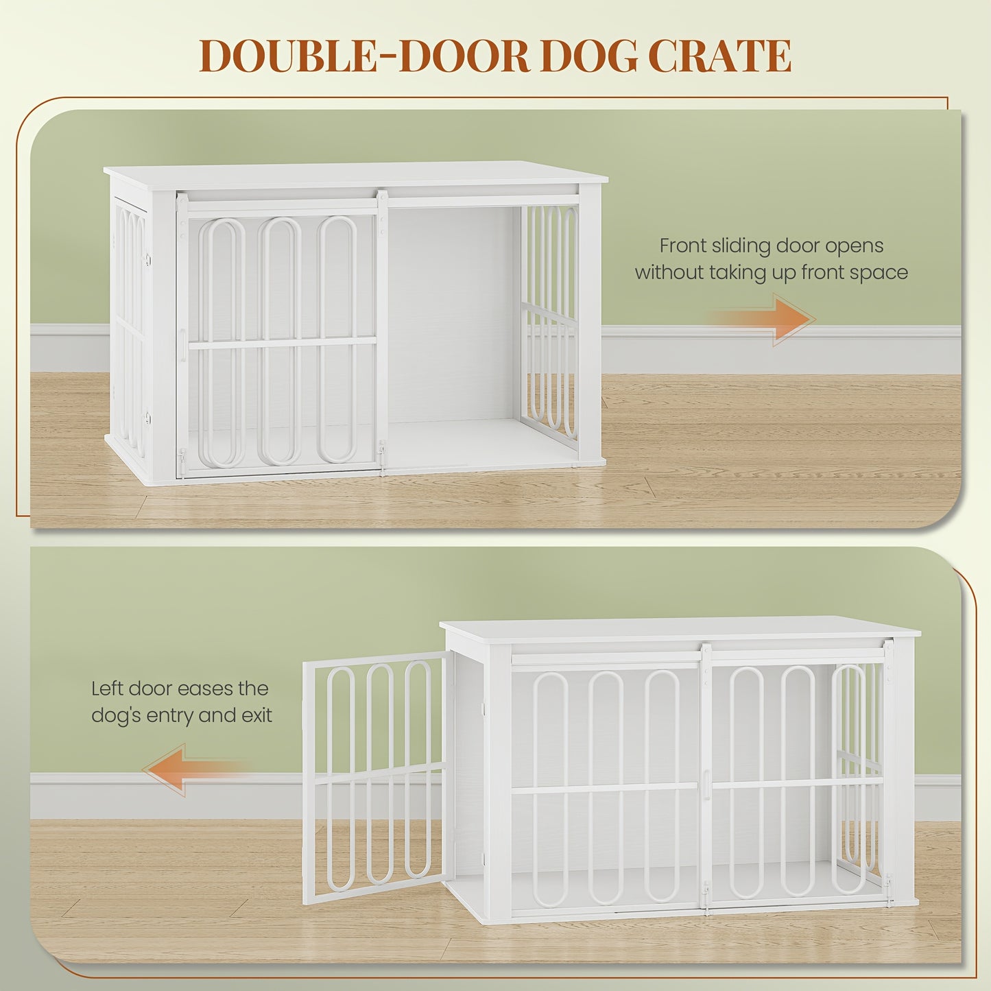hondenbench – hondenhok – hondenkooi – hondenbench voor kleine honden – houten bench – dubbele schuifdeur – 100 x 60 x 62,4 cm – wit