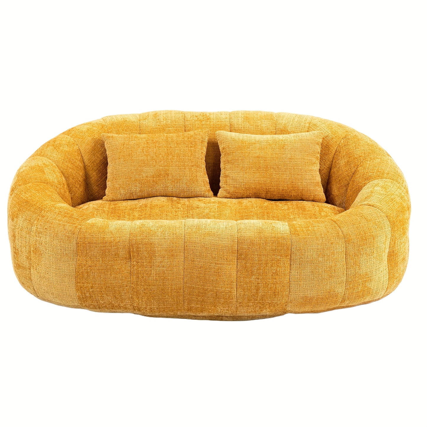 Zitzak – Zitzakstoel – Loungestoel – Fauteuil – Beanbag – Hoogwaardige Chenille Bekleding – Comfortabele Hoge Rugleuning – Mosterdgeel – Binnen & Buiten – Eenvoudige Montage