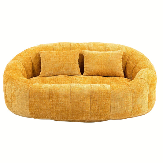 Zitzak – Zitzakstoel – Loungestoel – Fauteuil – Beanbag – Hoogwaardige Chenille Bekleding – Comfortabele Hoge Rugleuning – Mosterdgeel – Binnen & Buiten – Eenvoudige Montage