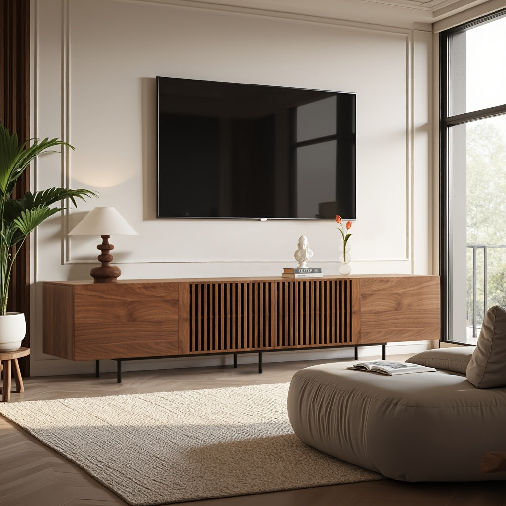 Tv Meubel – Tv Kast – Tv Lowboard – Tv Dressoir – Tv Cabinet – 240 cm Breed – Walnoot Houten Plank