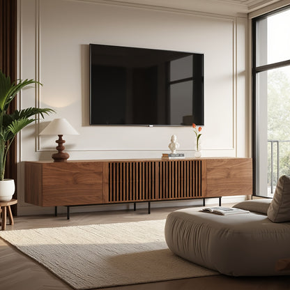 Tv Meubel – Tv Kast – Tv Lowboard – Tv Dressoir – Tv Cabinet – 240 cm Breed – Walnoot Houten Plank