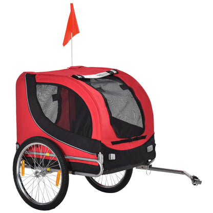 Fietskar Honden – Hondenfietskar – Hondenkar – Hondenaanhanger – Hondenbuggy – Tot 20 kg Draagvermogen – Reflectoren & Opvouwbaar Frame – Rood/Zwart