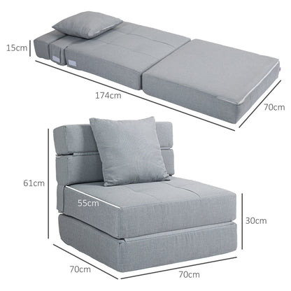 Slaapbank – Sofa Bed – Relaxstoel – Logeerbed – Vouwbank – Handmatig Bediening – Lichtgewicht & Comfortabel – Modern Minimalistisch Grijs