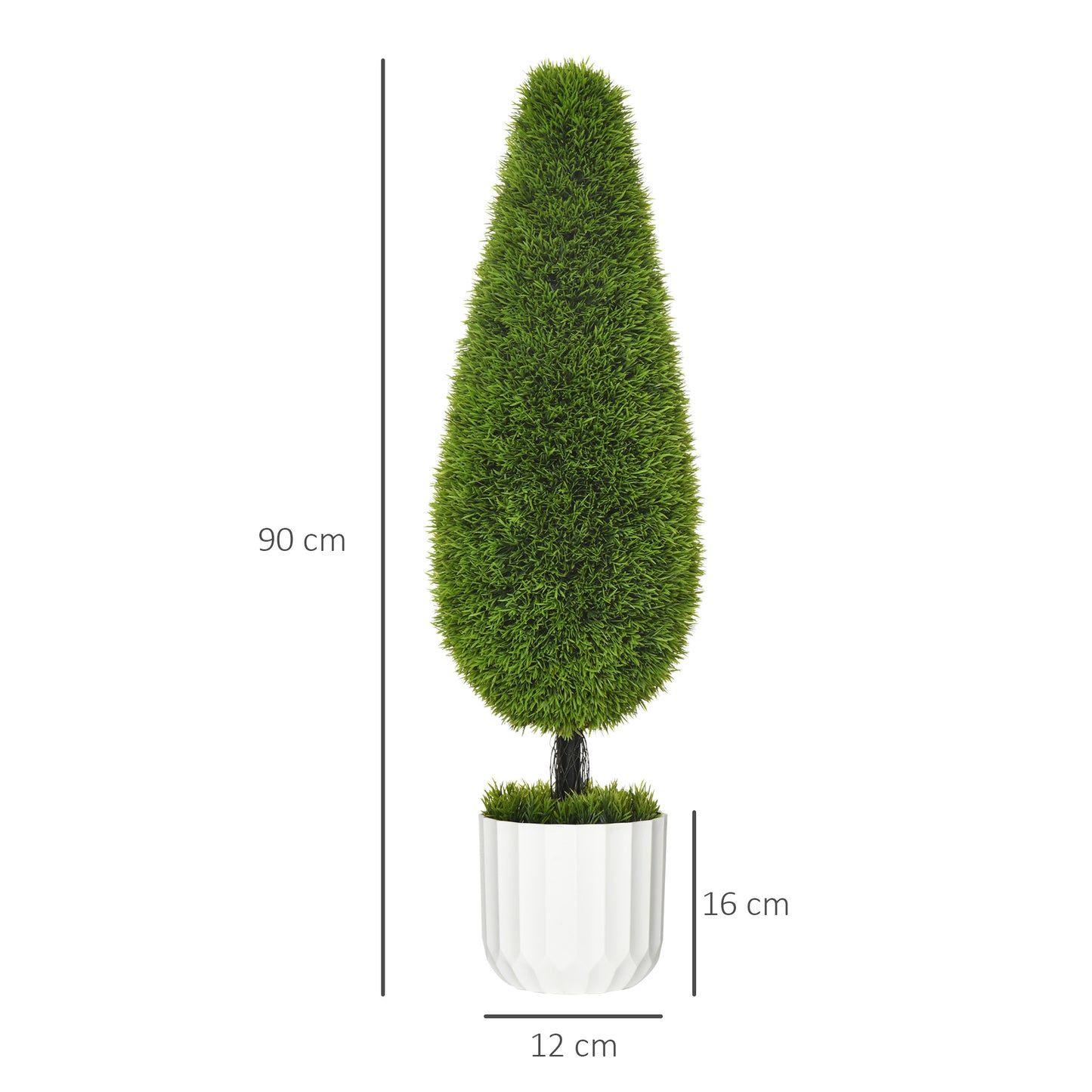 Kunstcipres Set – Kunstboom – Nepplant – Sierplant – Groen – Onderhoudsvrij – 90 cm Hoog – Inclusief Pot Met Cementvulling