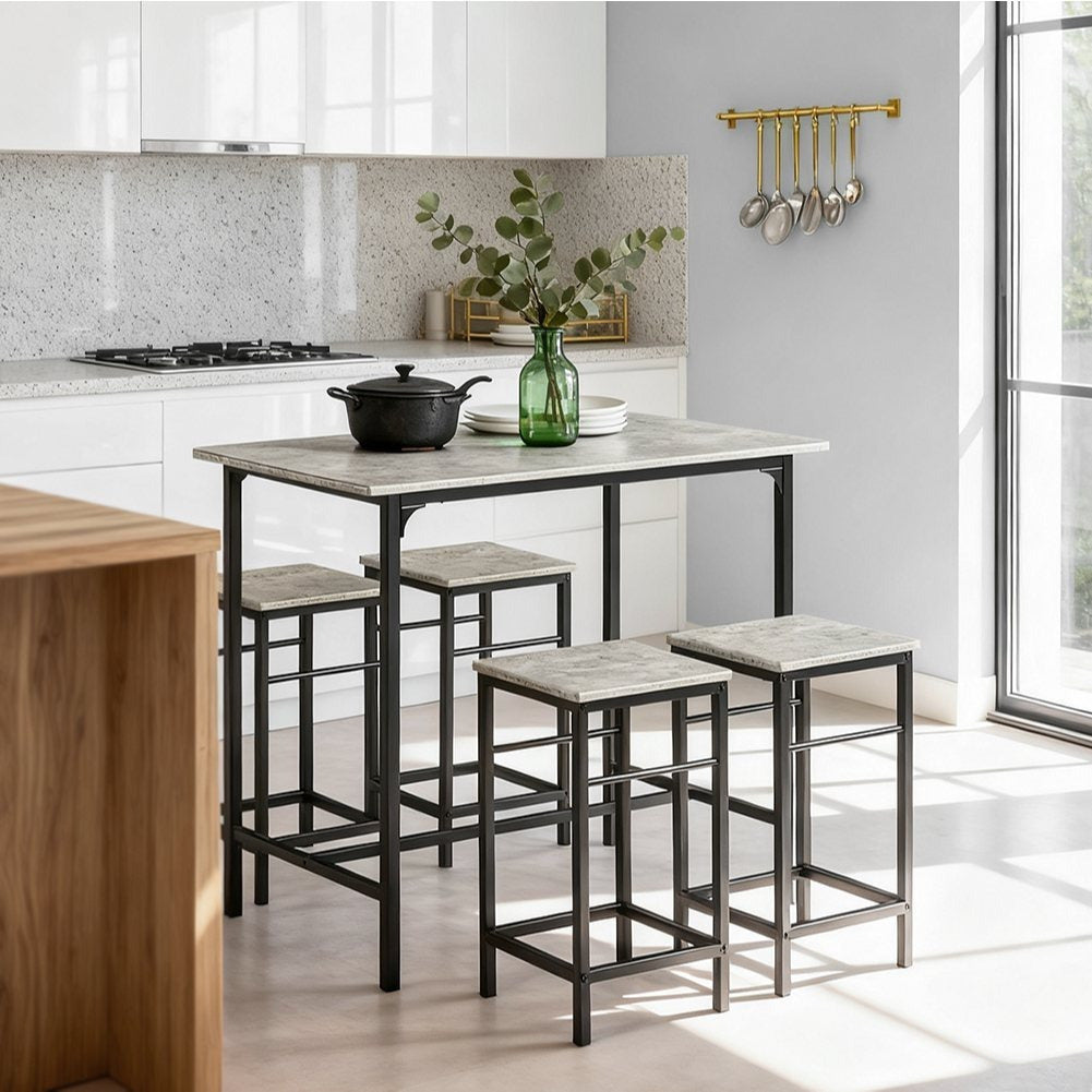 Eettafelset – Barset – Bistroset – Keukentafelset – Stoelenset – Compact Ontwerp – Duurzaam Houtfineer Met Metalen Frame
